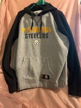 NFL Pittsburgh Steelers Gray & Black Pullover Hoodie with Gold Logo